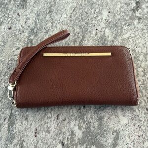 Brown Steve Madden cognac wristlet/wallet